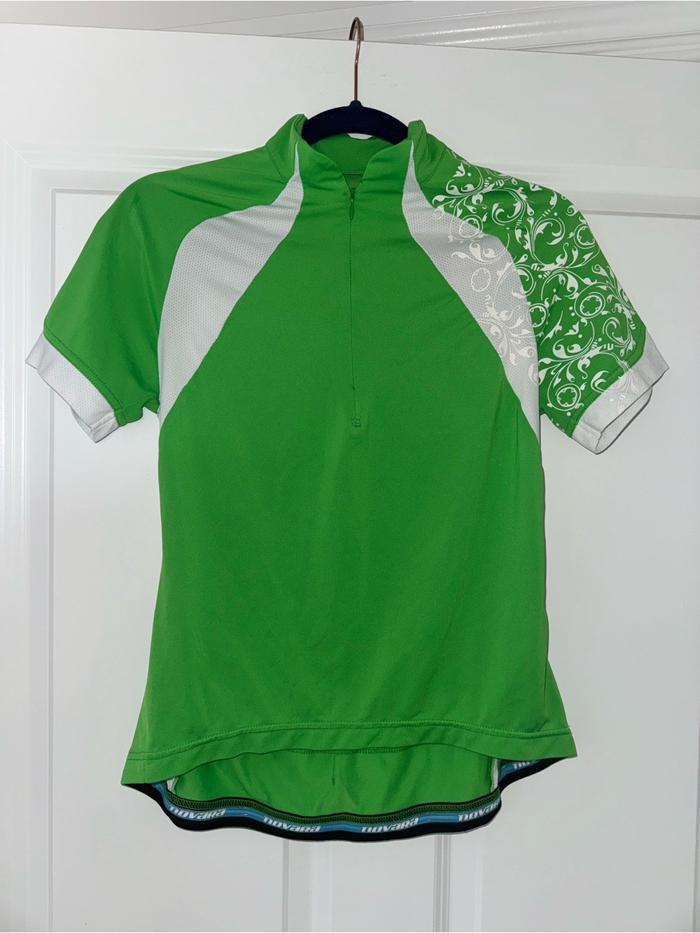 Novara Green and White Cycling Jersey with Black Trim
